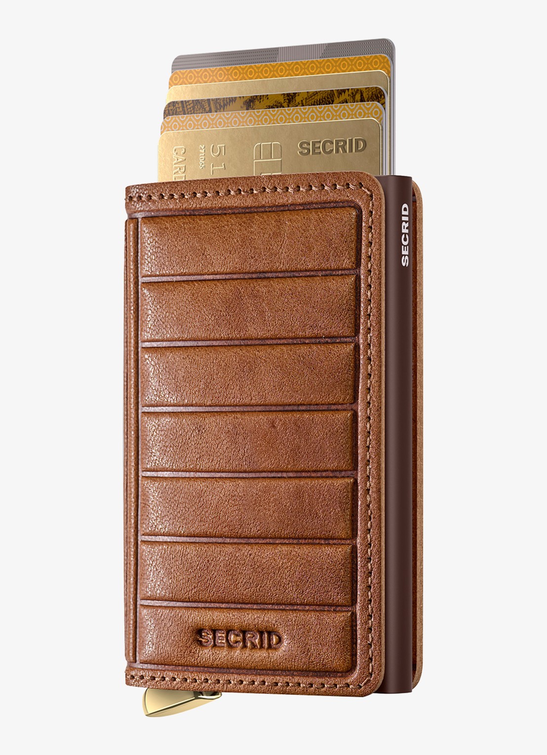 Secrid Slimwallet+ pasjeshouder van leer - voorkant cognac