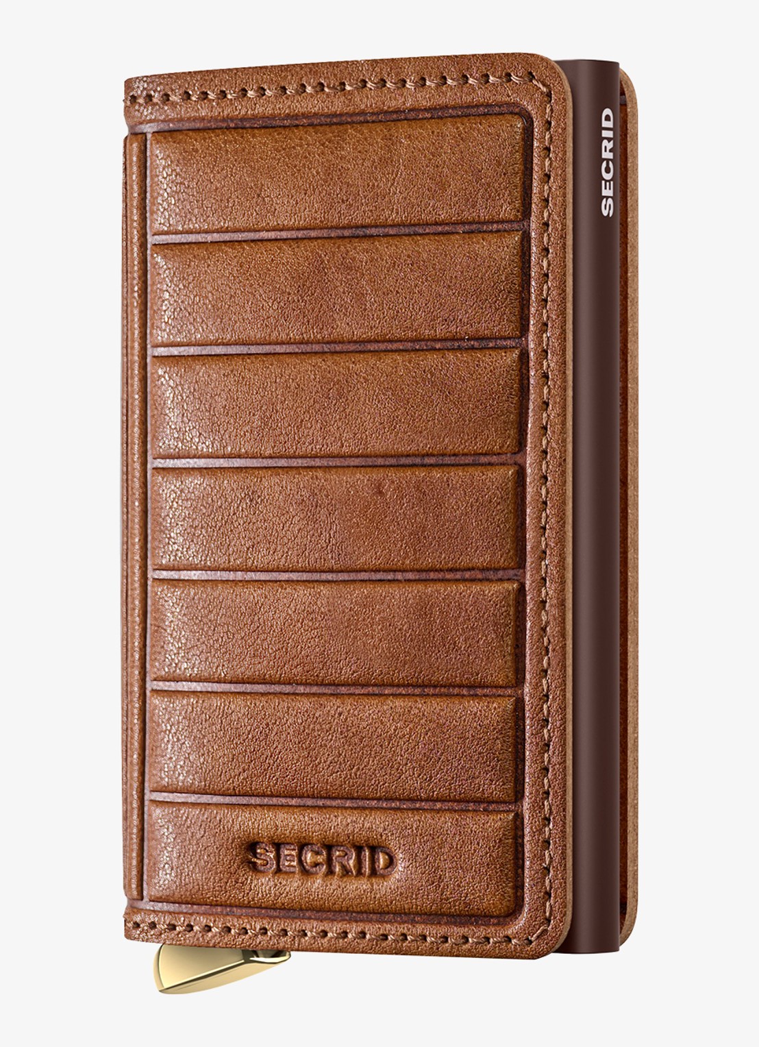 Secrid Slimwallet+ pasjeshouder van leer - voorkant 2 cognac