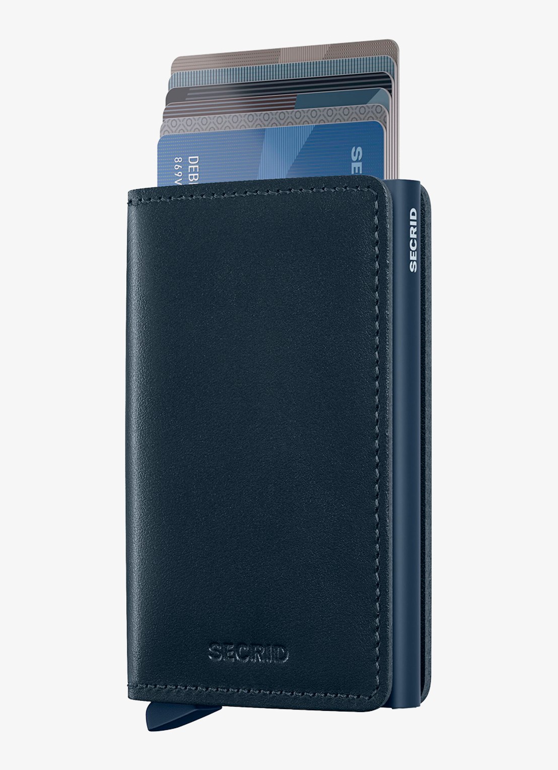 Secrid Slimwallet pasjeshouder van leer - voorkant donkerblauw