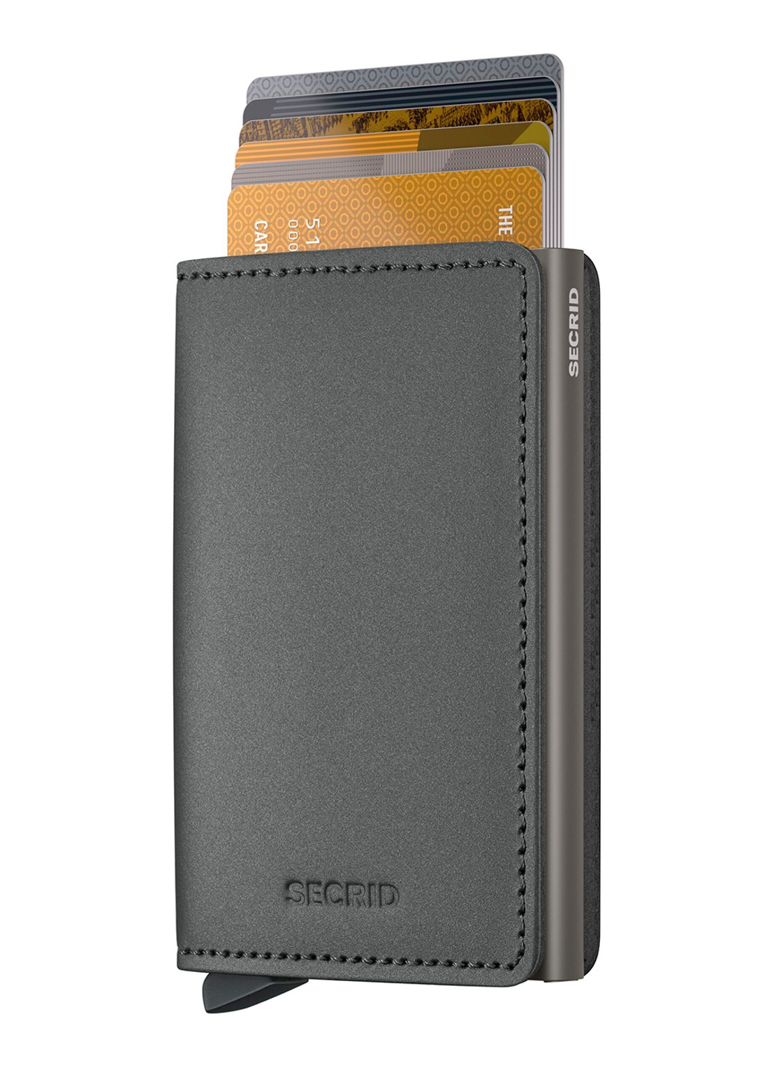 Secrid Slimwallet pasjeshouder van leer - voorkant 2 grijs