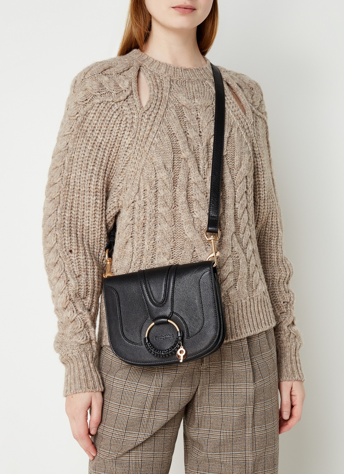 See By Chloé Hana Medium crossbodytas van leer - voorkant 3 zwart