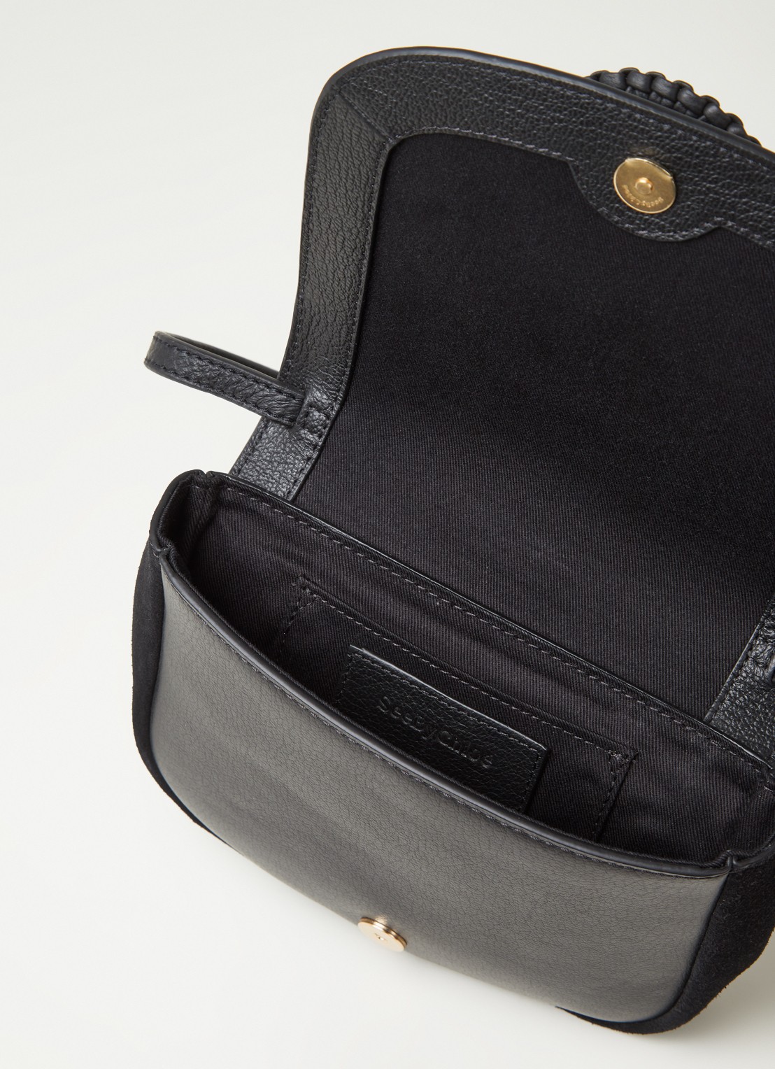See By Chloé Hana Mini crossbodytas van leer en suède - detail 2 zwart