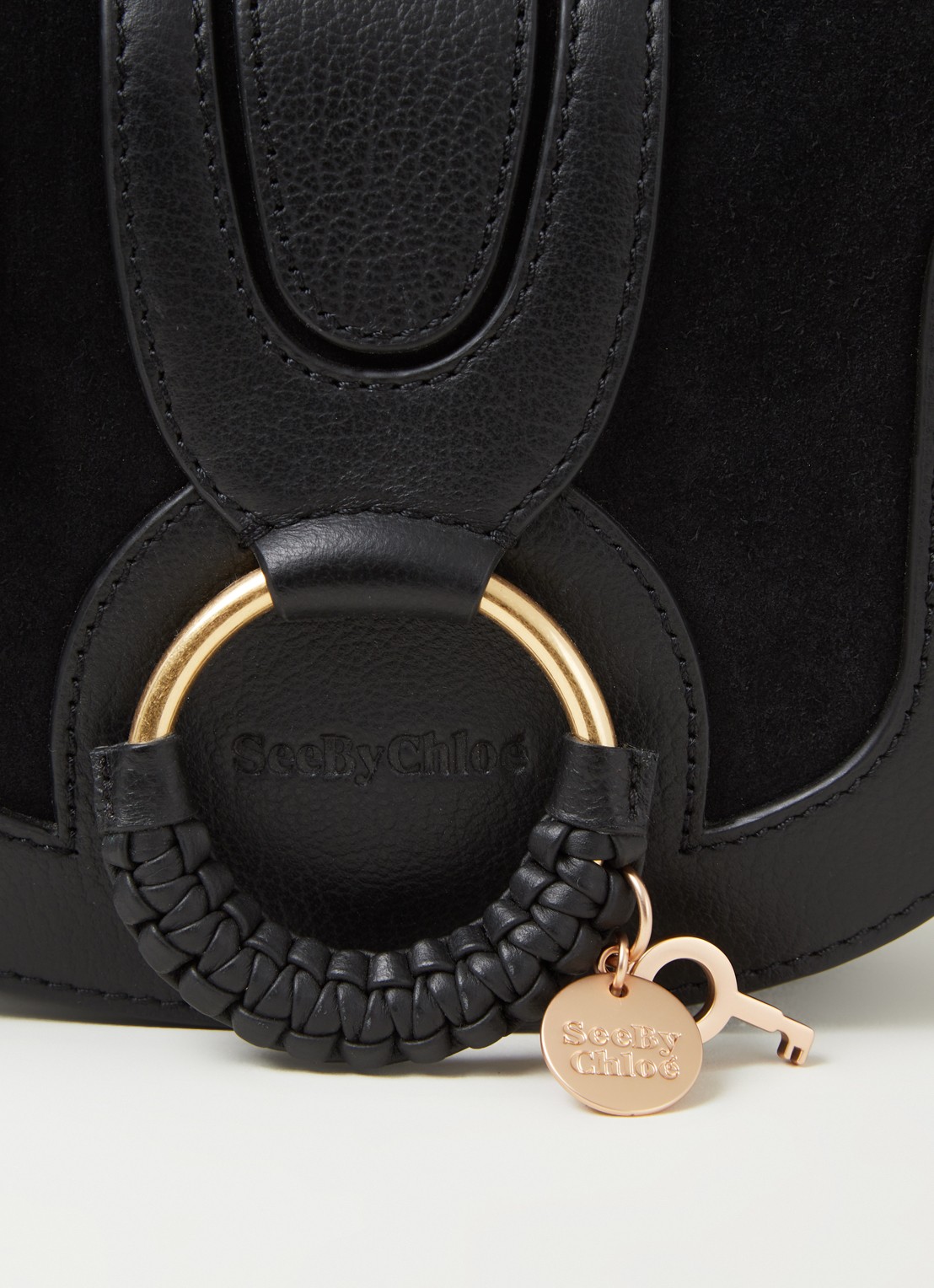 See By Chloé Hana Mini crossbodytas van leer en suède - detail 4 zwart
