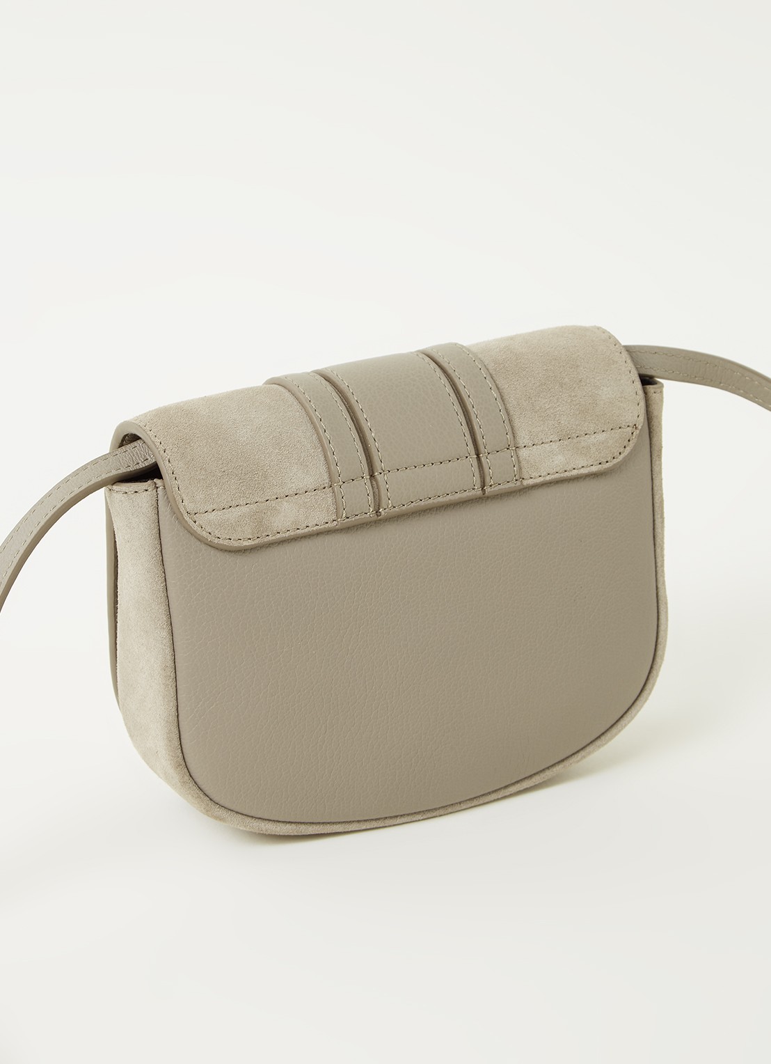 See By Chloé Hana Mini XS crossbodytas van leer met suède details - detail middengrijs