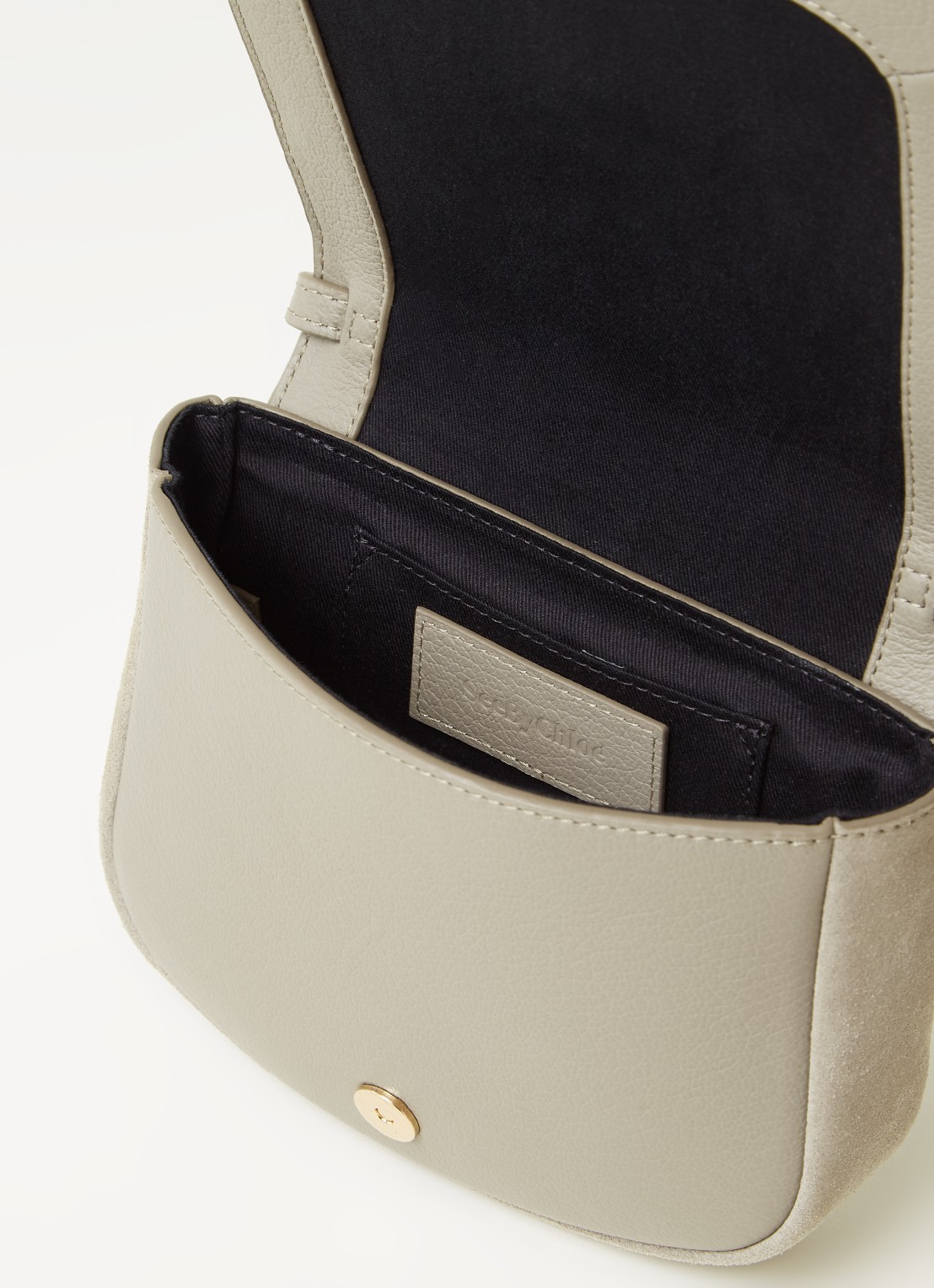 See By Chloé Hana Mini XS crossbodytas van leer met suède details - detail 2 middengrijs