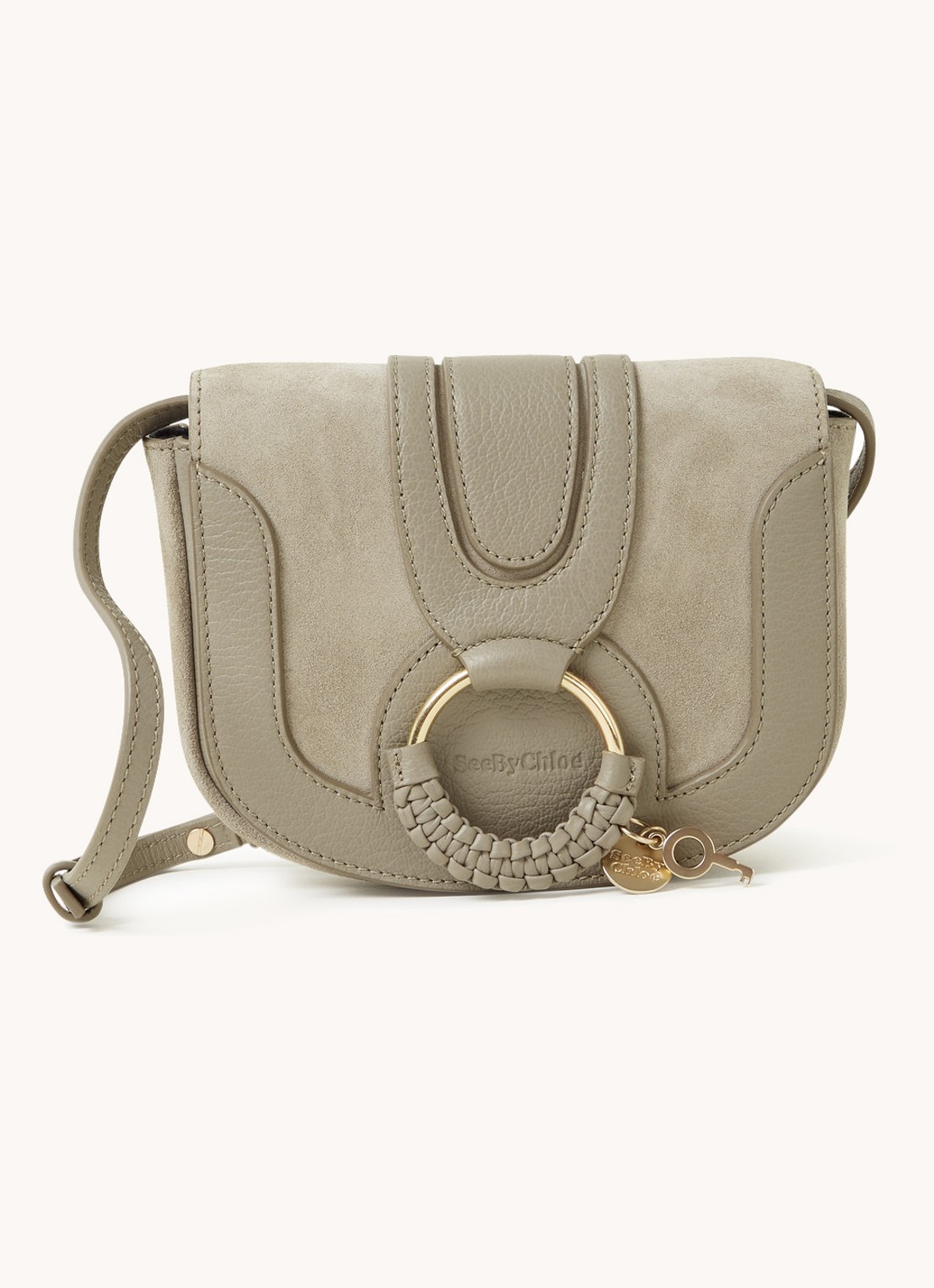 See By Chloé Hana Mini XS crossbodytas van leer met suède details - voorkant 5 middengrijs