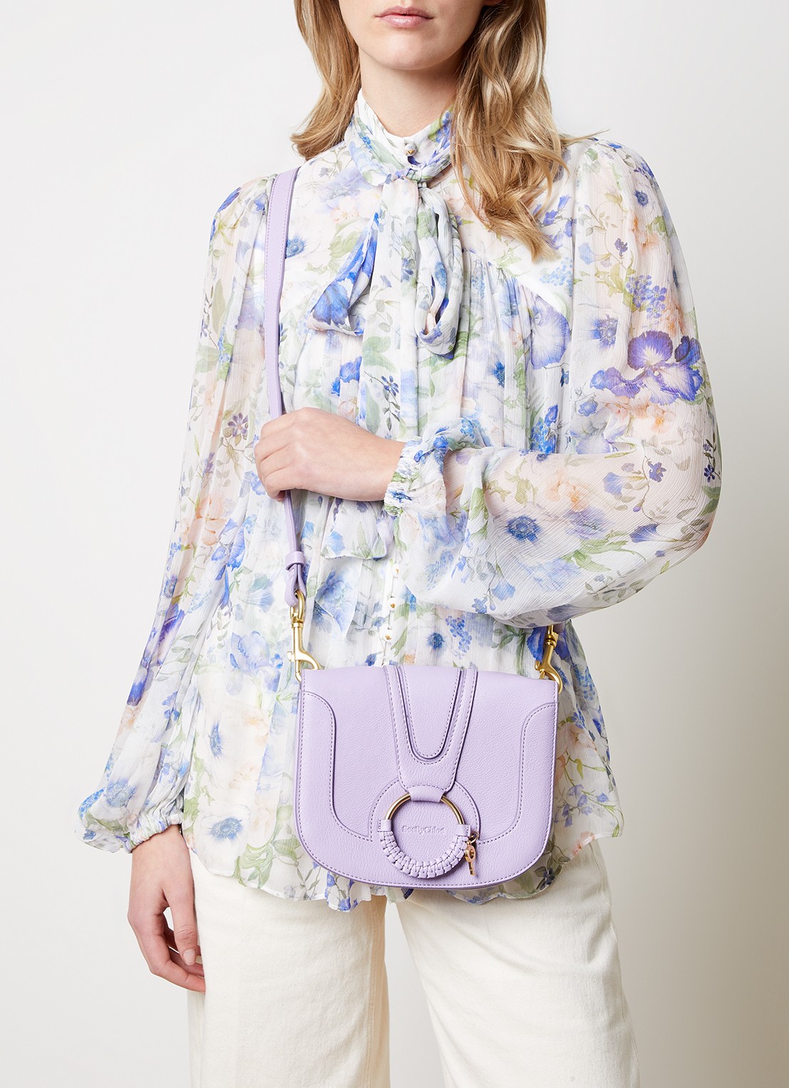 See By Chloé Hana Small crossbodytas van geitenleer  - voorkant 3 lila