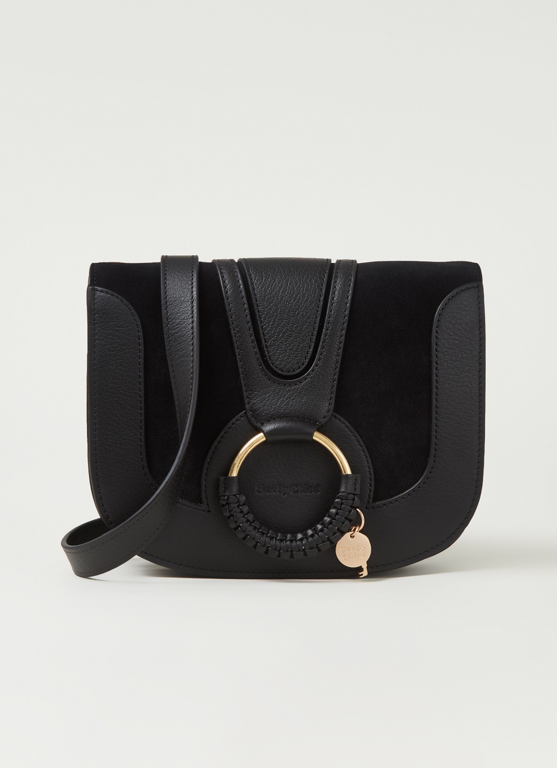 See By Chloé Hana Small crossbodytas van leer met suède details - voorkant zwart