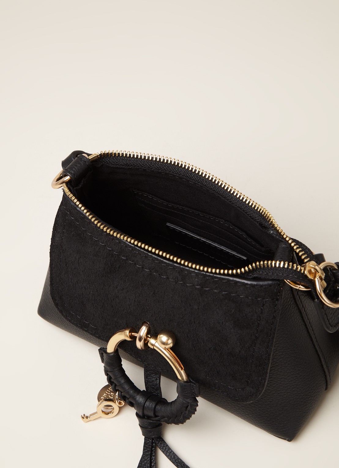 See By Chloé Joan Mini crossbodytas van leer met suède details - detail 2 zwart