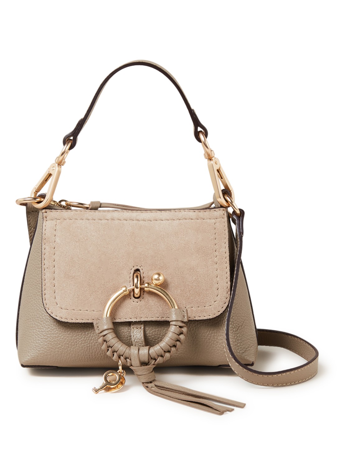 See By Chloé Joan Mini crossbodytas van leer met suède details - voorkant 3 grijs