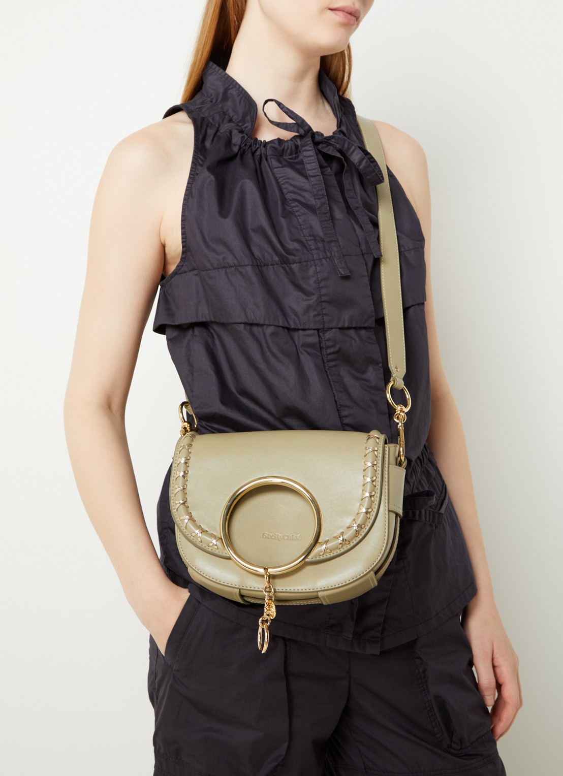 See By Chloé Mara crossbodytas van leer - voorkant 3 groen
