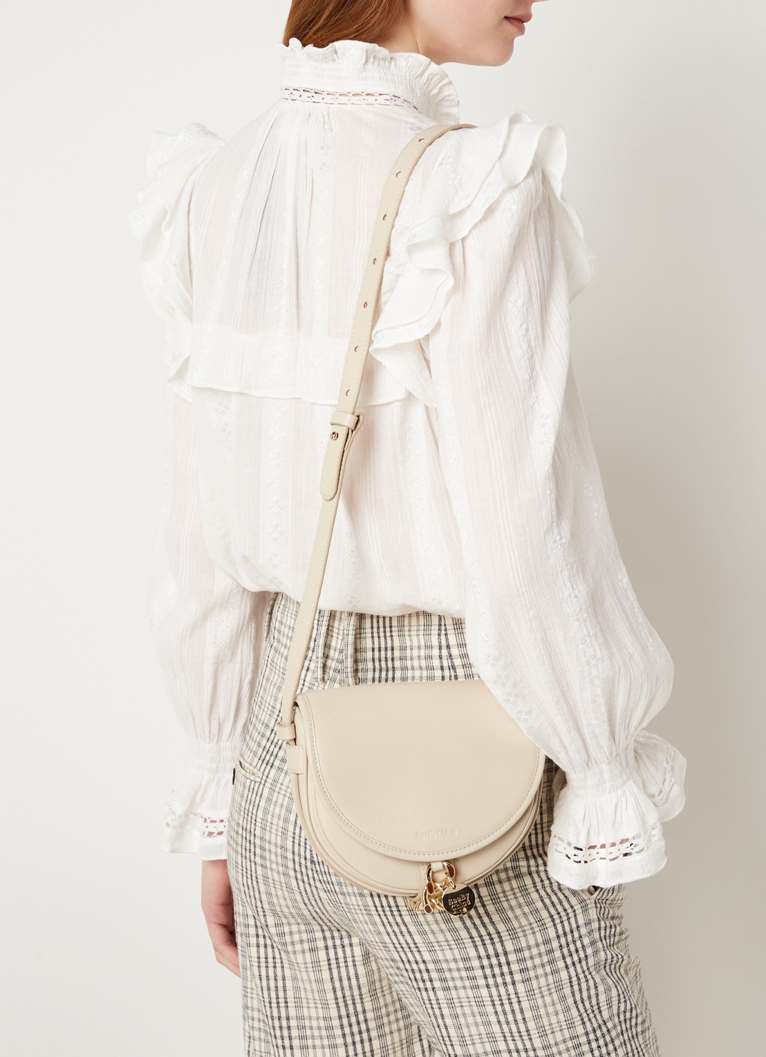See By Chloé Mara crossbodytas van leer - voorkant 5 beige