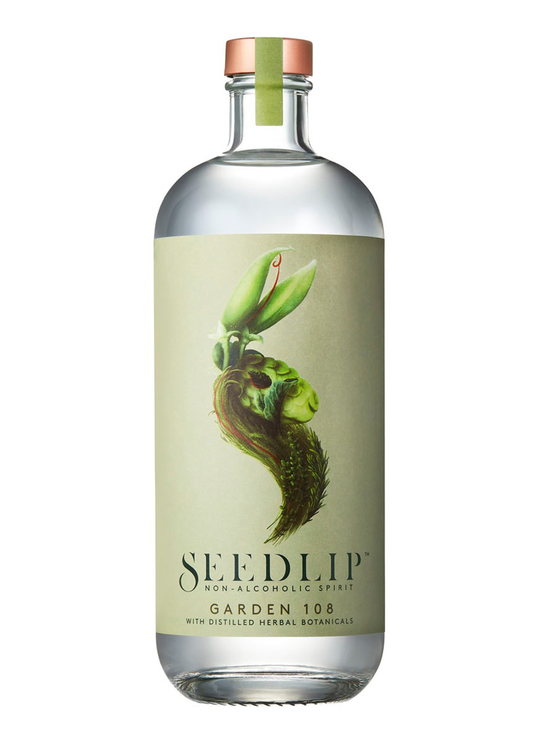 Seedlip Garden 108 gin alcoholvrij 700 ml - voorkant transparant