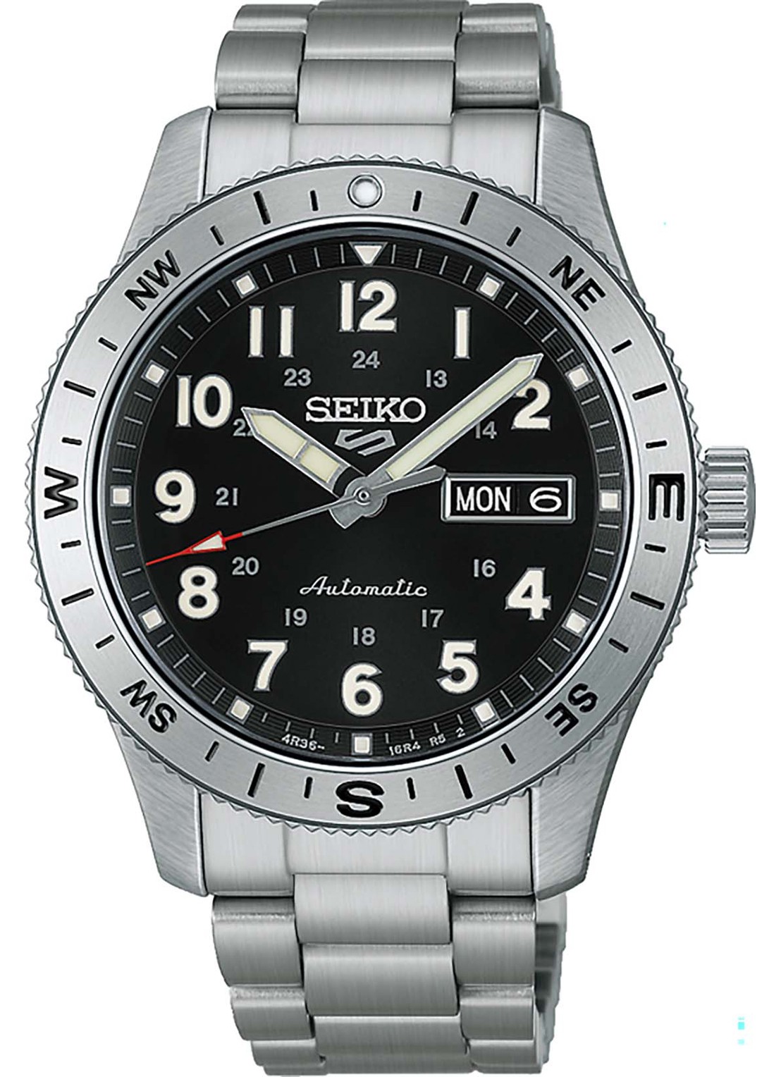 Seiko 5 Sports Field horloge HDB006K1 - voorkant 6 zilver