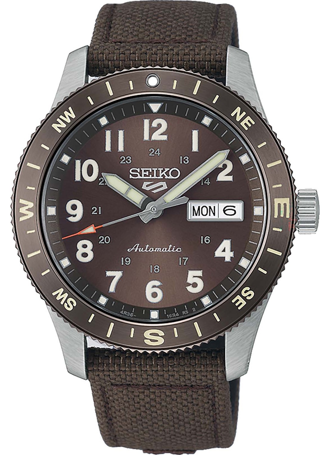 Seiko 5 Sports Field horloge HDB009K1 - voorkant 5 bruin