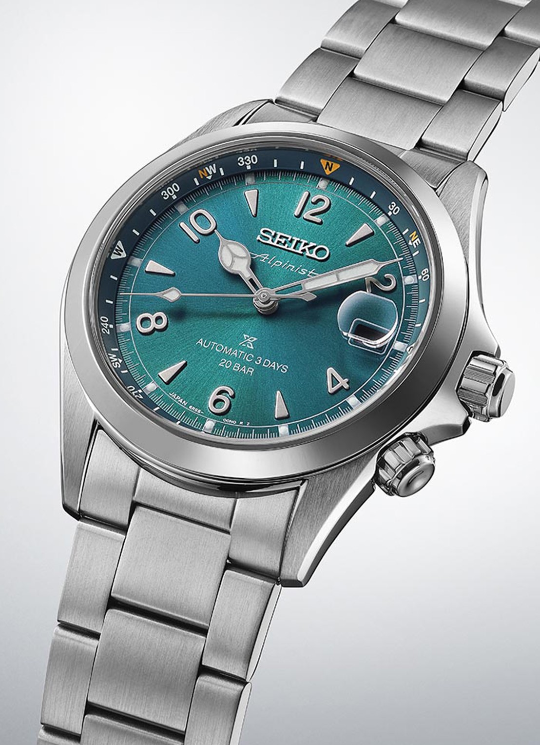 Seiko Prospex Alpinist horloge SPB503J1 - detail zilver