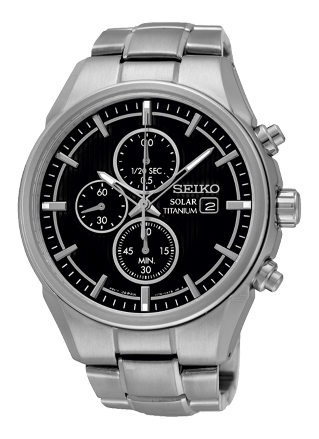 Seiko Solar Chrono Titanium horloge SSC367P1 - voorkant zilver