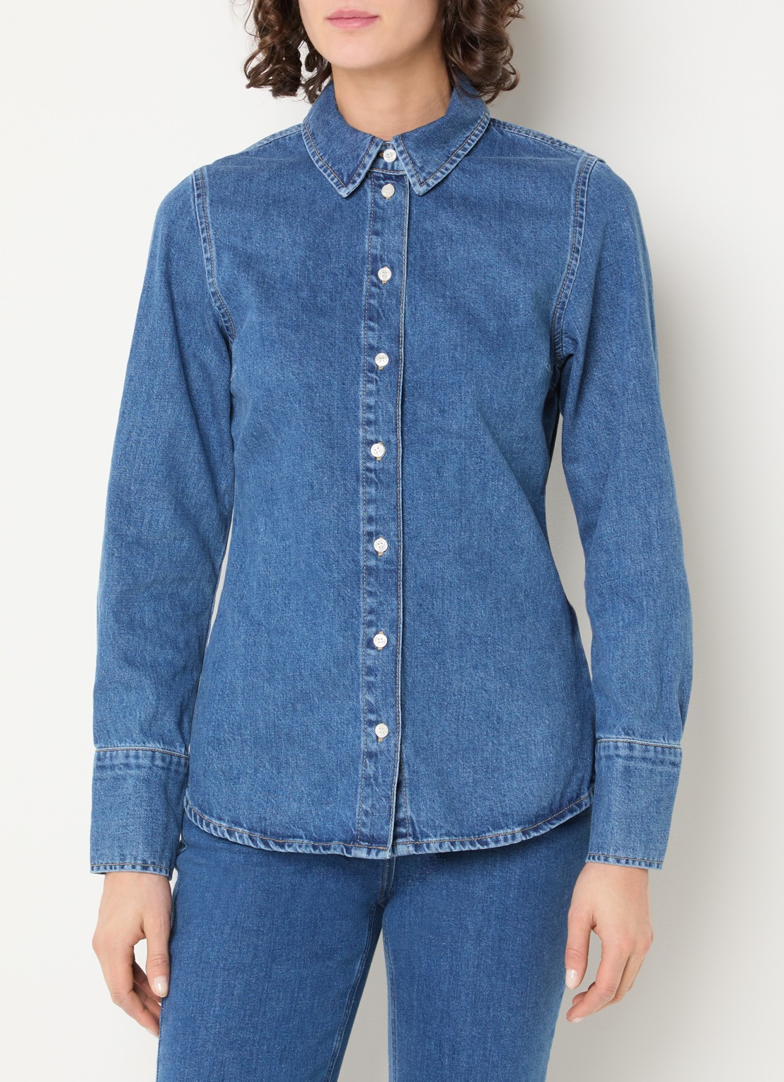 Selected Agathe blouse van denim - detail 3 indigo