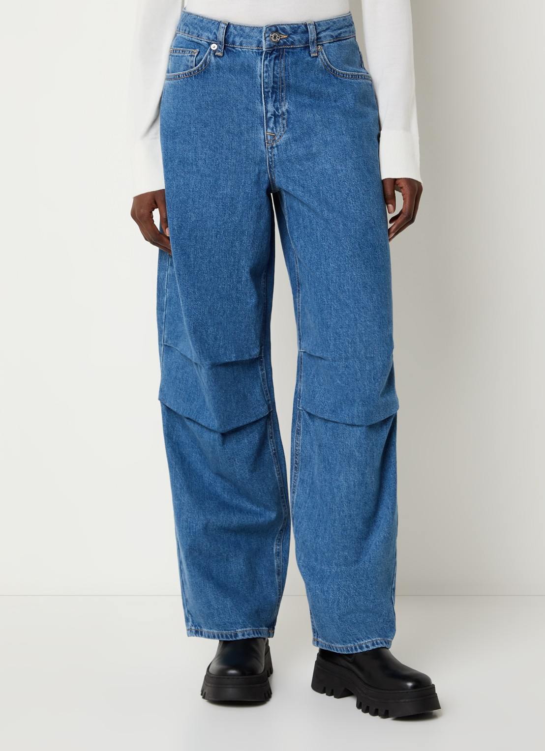 Selected Agathe high waisted loose fit jeans met medium wassing - detail 4 indigo
