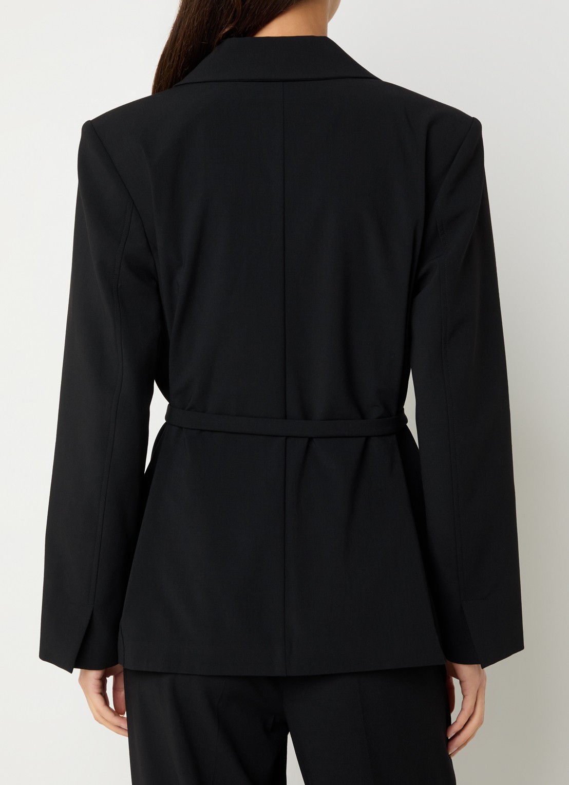 Selected Aila blazer in wolblend met ceintuur - achterkant 4 zwart