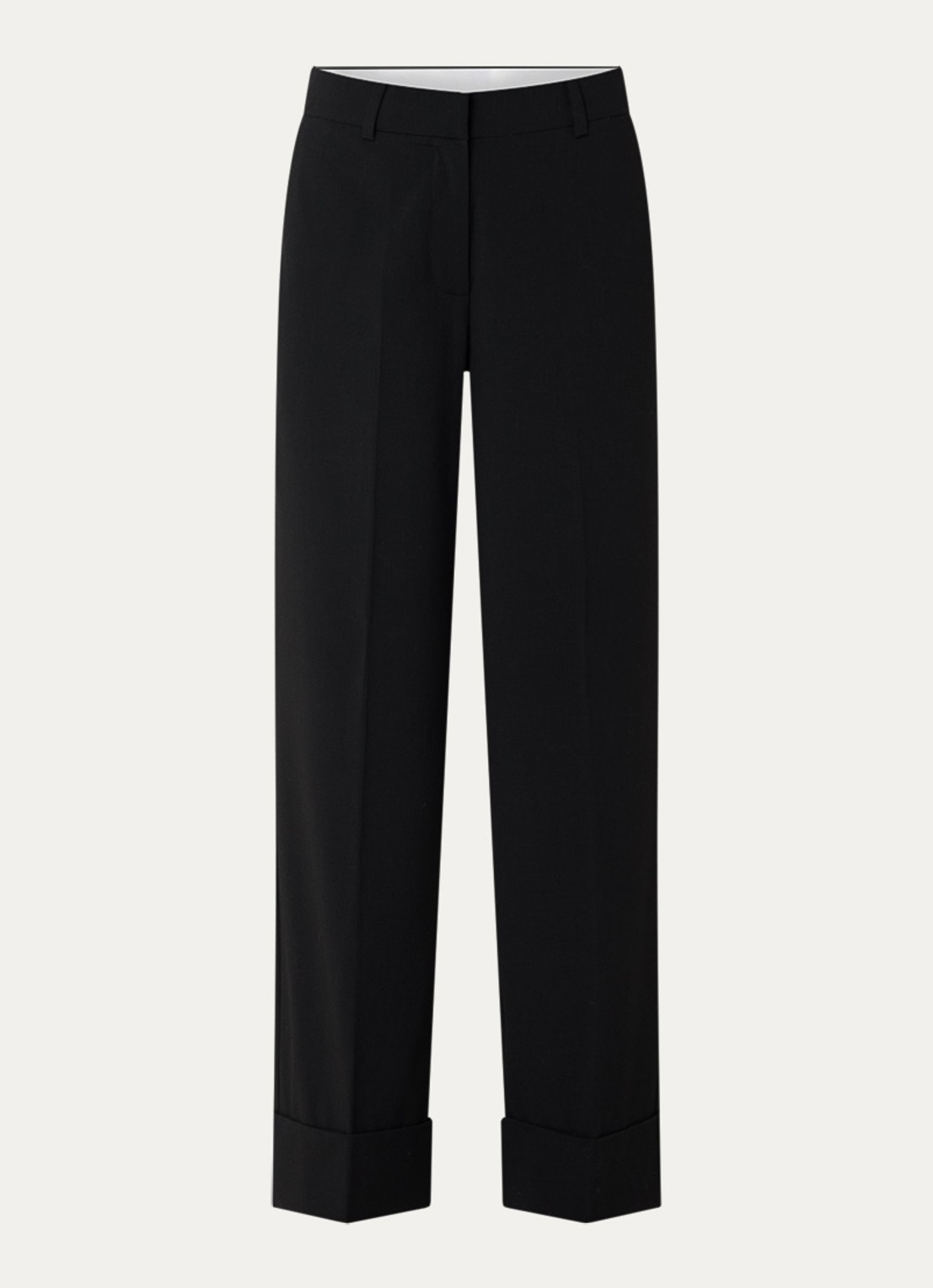 Selected Aila high waist straight fit pantalon in wolblend - voorkant 2 zwart