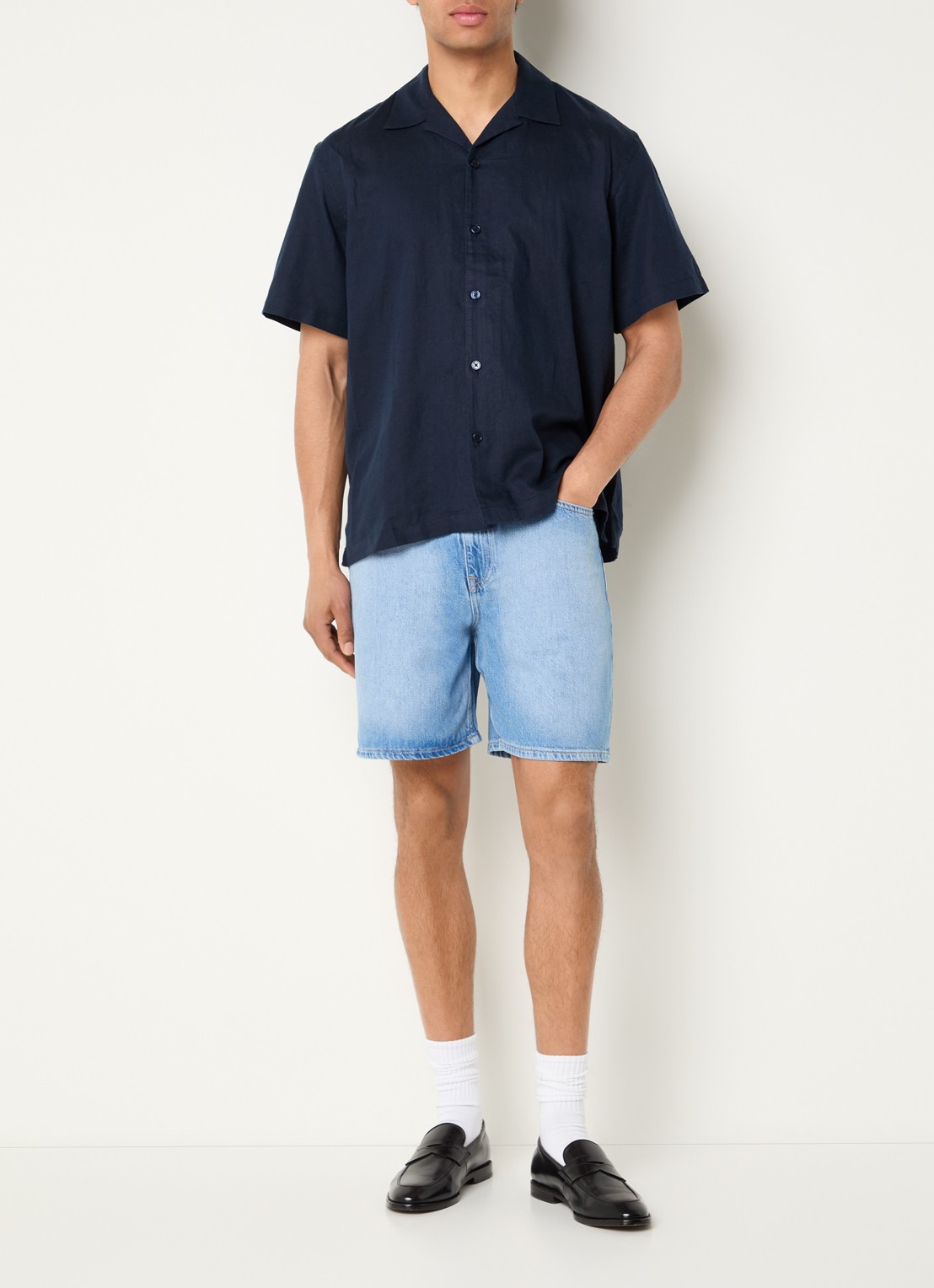 Selected Alex loose fit jeans met steekzakken - voorkant 3 indigo