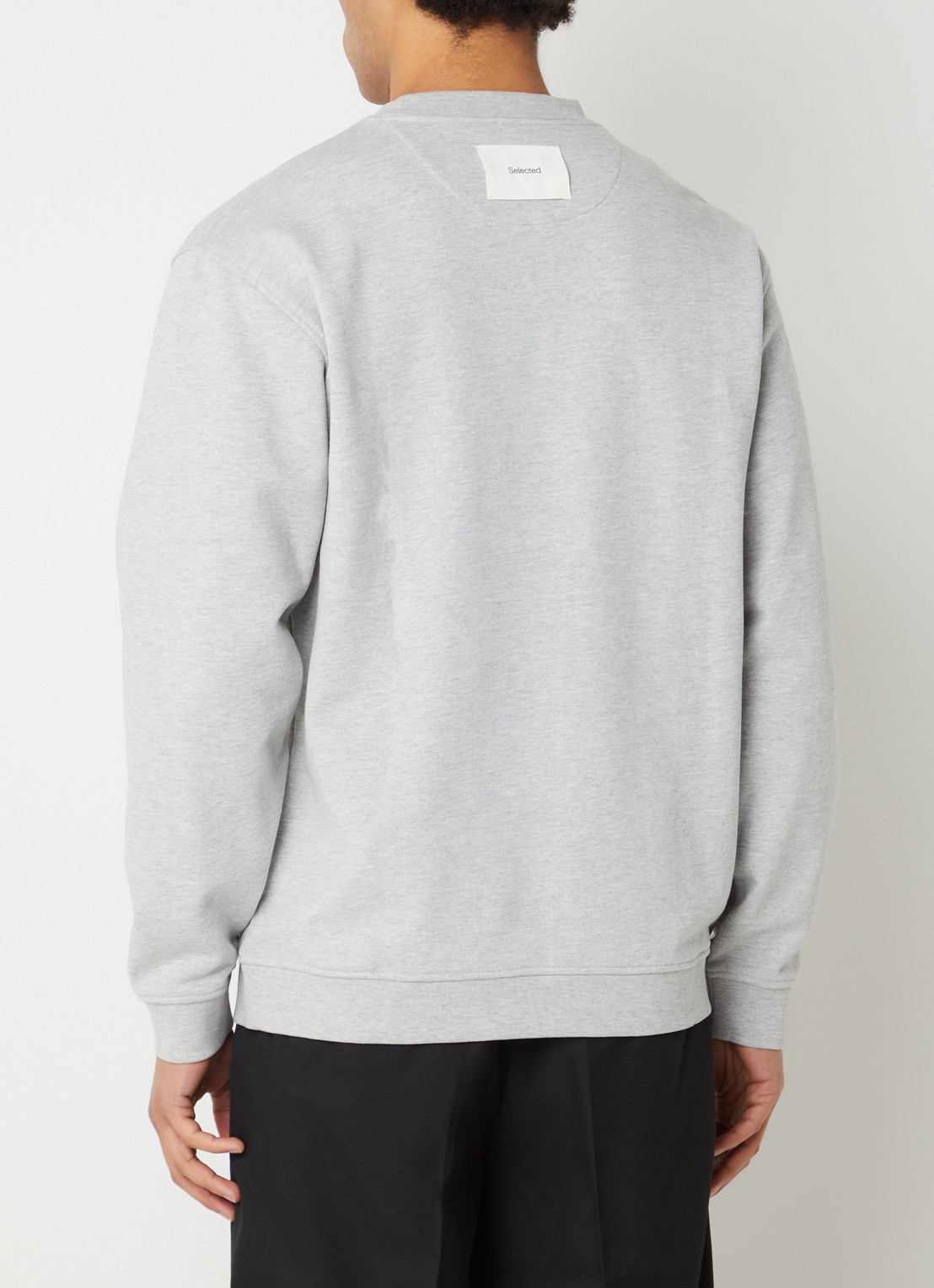 Selected Aron sweater met gemêleerd dessin - achterkant 4 grijsmele