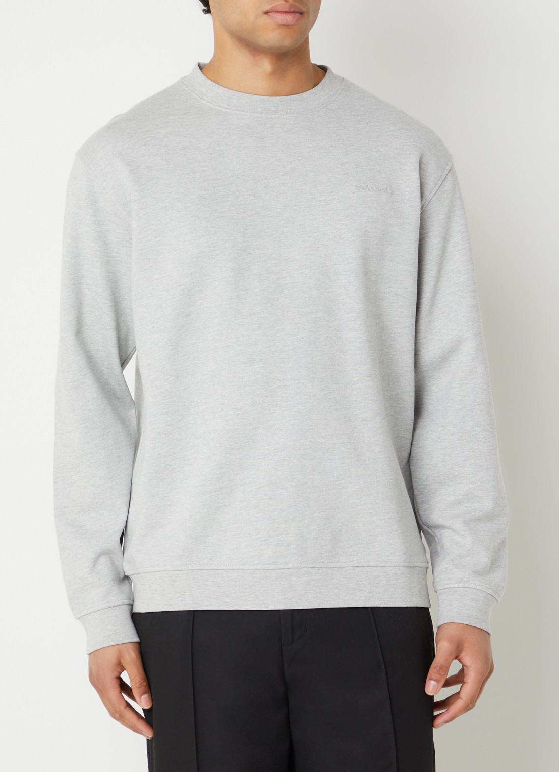 Selected Aron sweater met gemêleerd dessin - detail grijsmele