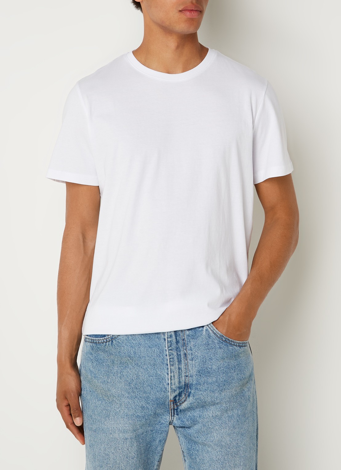 Selected Aspen T-shirt van  katoen - detail wit