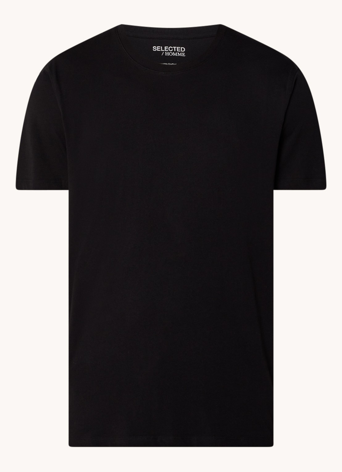 Selected Aspen T-shirt van  katoen - voorkant 3 zwart