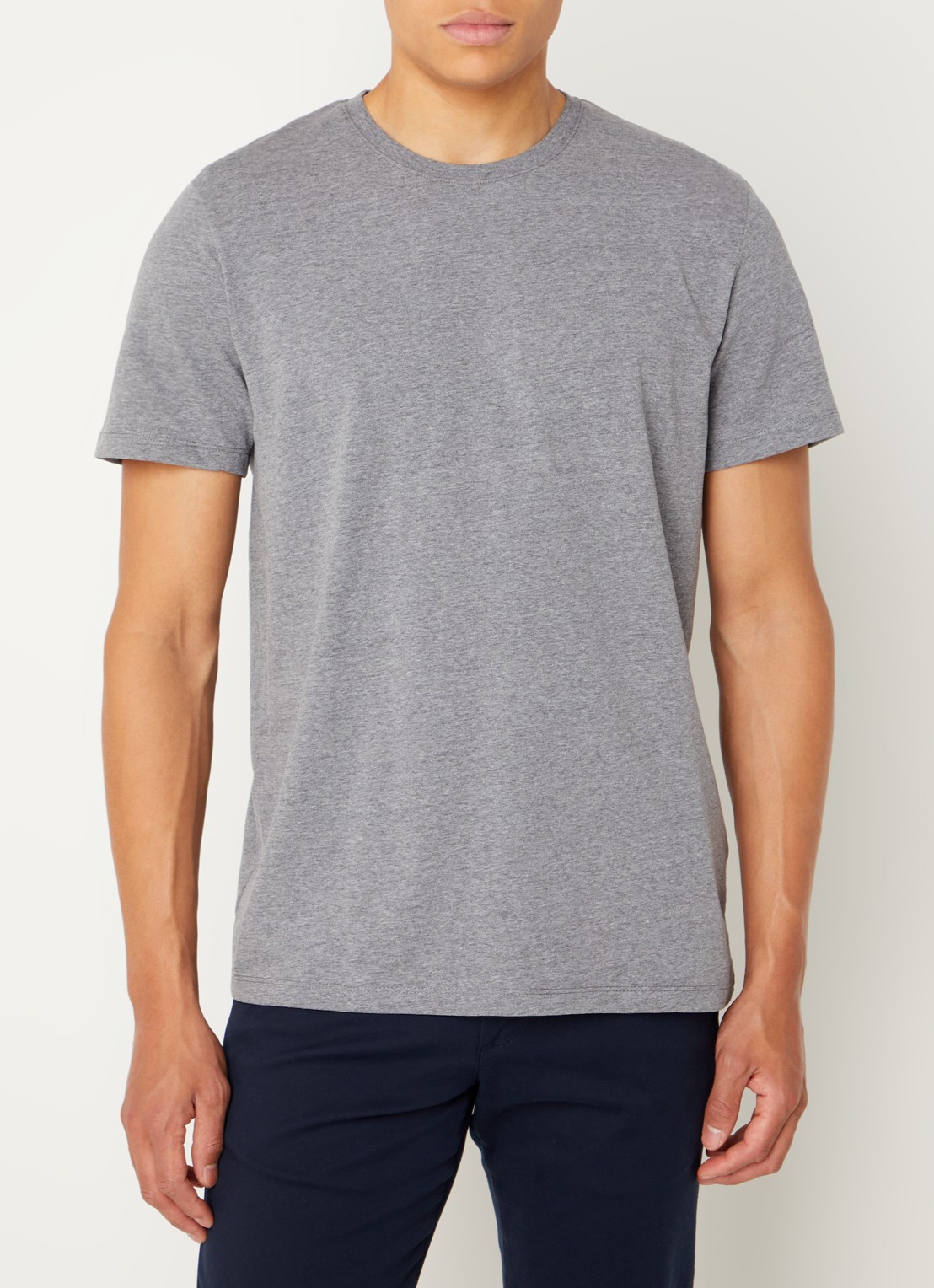 Selected Aspen T-shirt van  katoen - detail grijsmele
