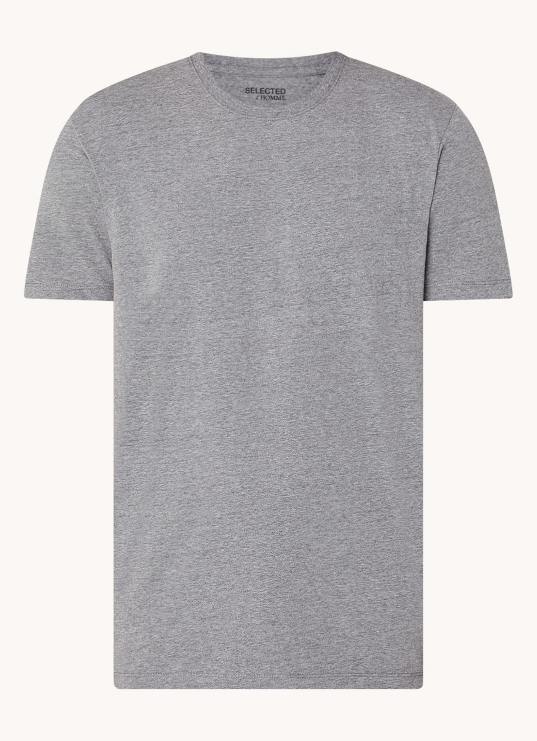Selected Aspen T-shirt van  katoen - voorkant 2 grijsmele