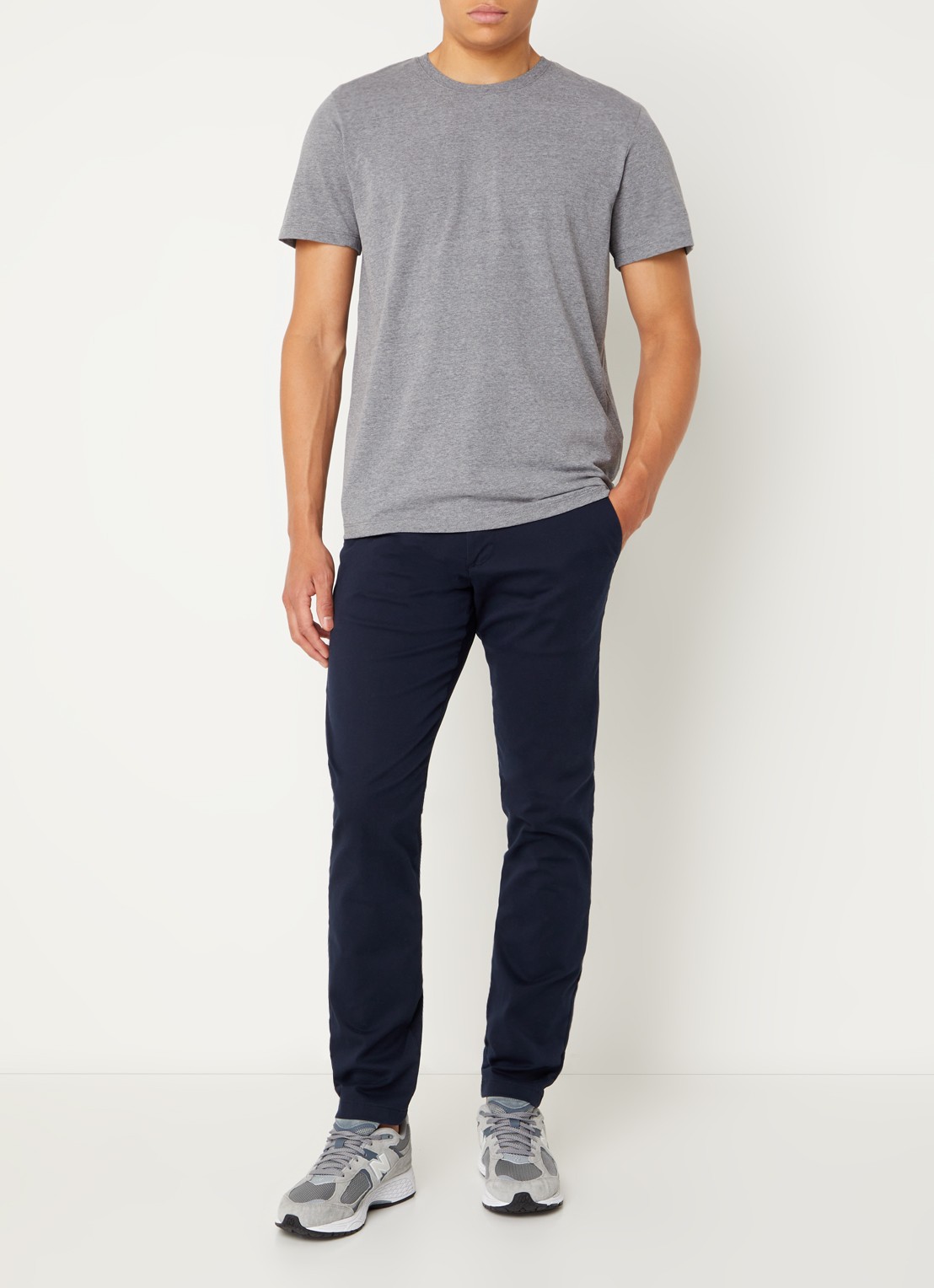 Selected Aspen T-shirt van  katoen - voorkant 3 grijsmele
