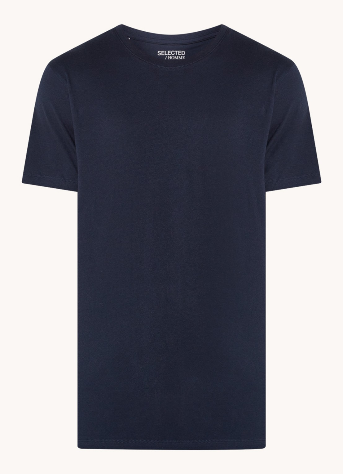 Selected Aspen T-shirt van  katoen - voorkant 3 donkerblauw
