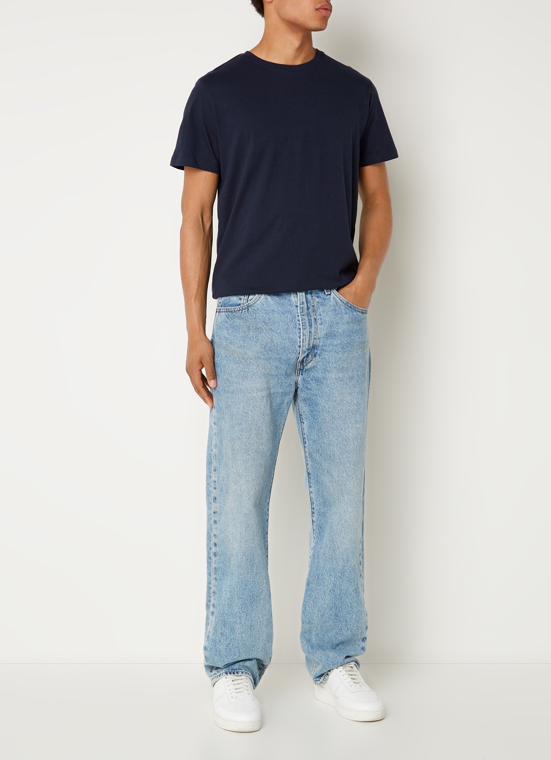 Selected Aspen T-shirt van  katoen - voorkant 4 donkerblauw