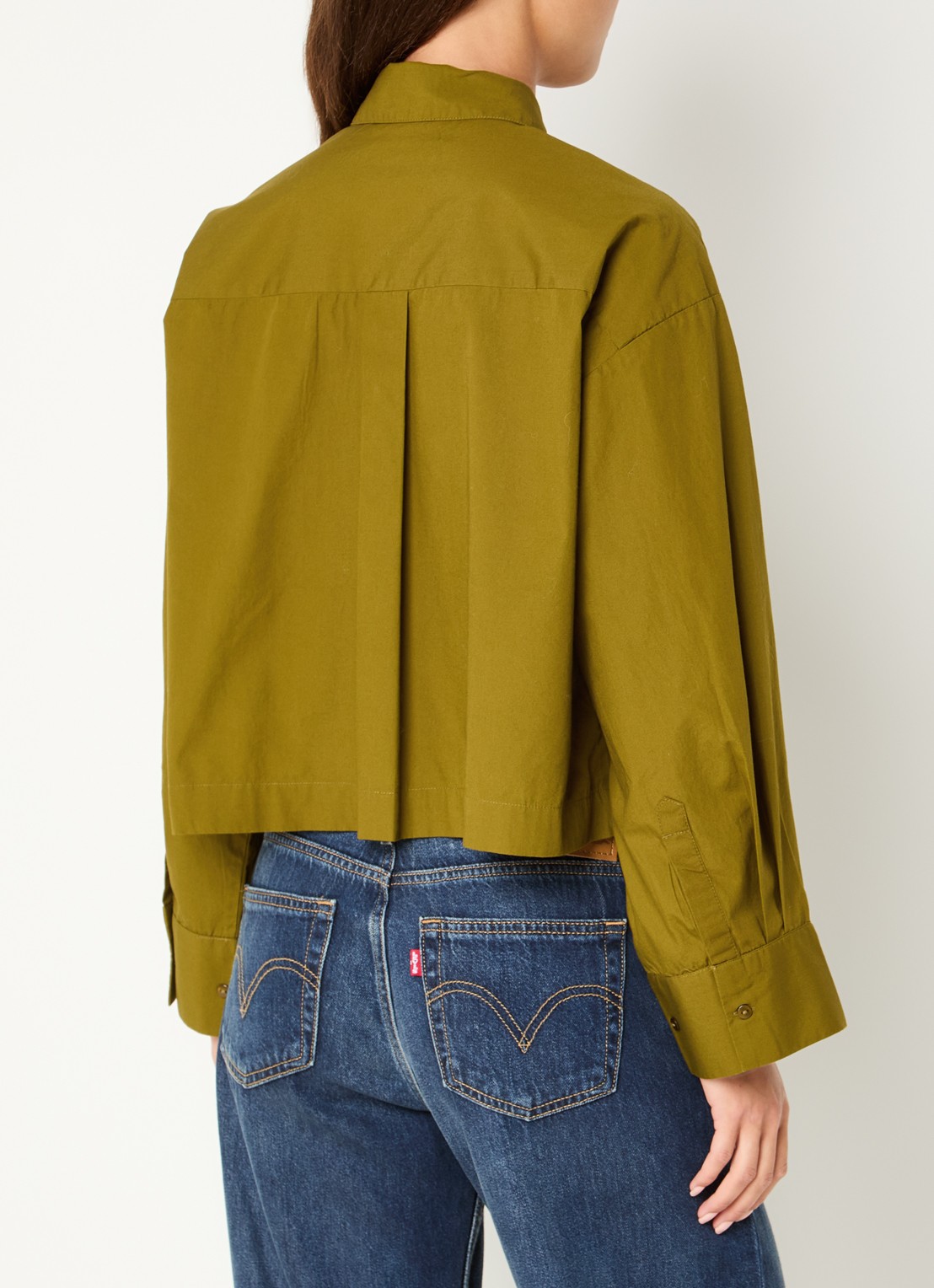 Selected Astha blouse met borstzak - achterkant 4 mosgroen