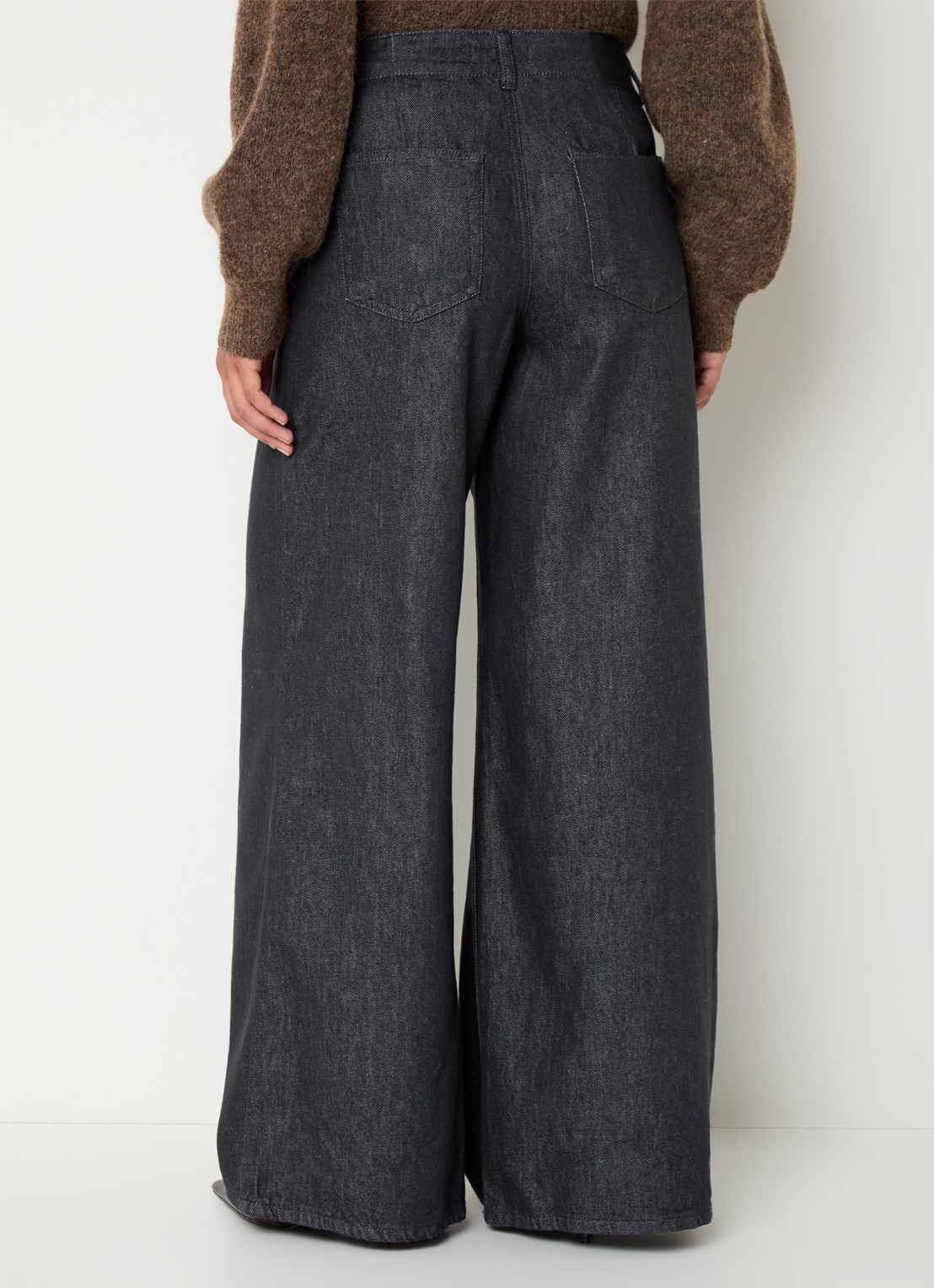 Selected Baria high waist wide fit jeans met donkere wassing - achterkant 2 indigo