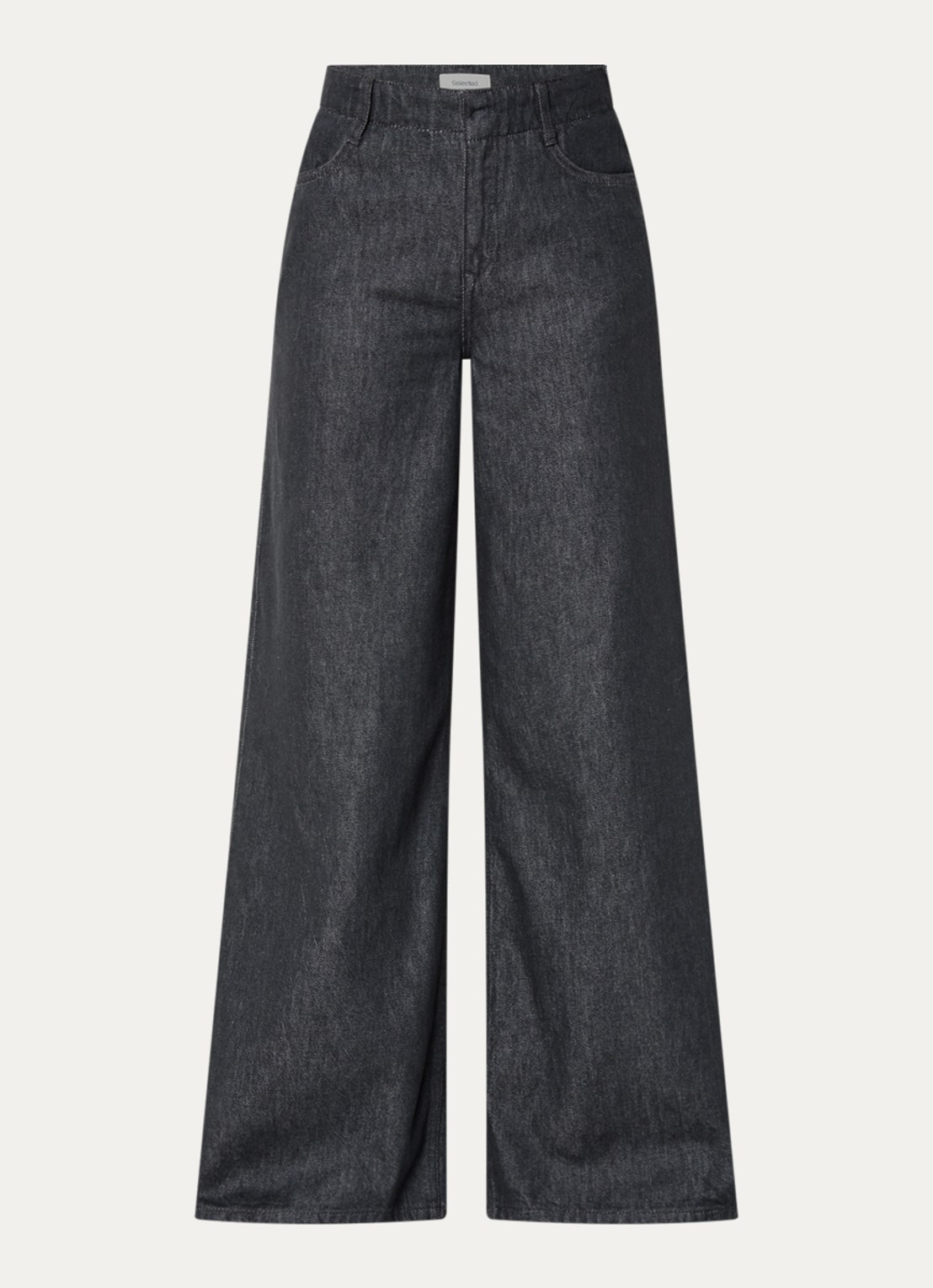 Selected Baria high waist wide fit jeans met donkere wassing - voorkant 3 indigo