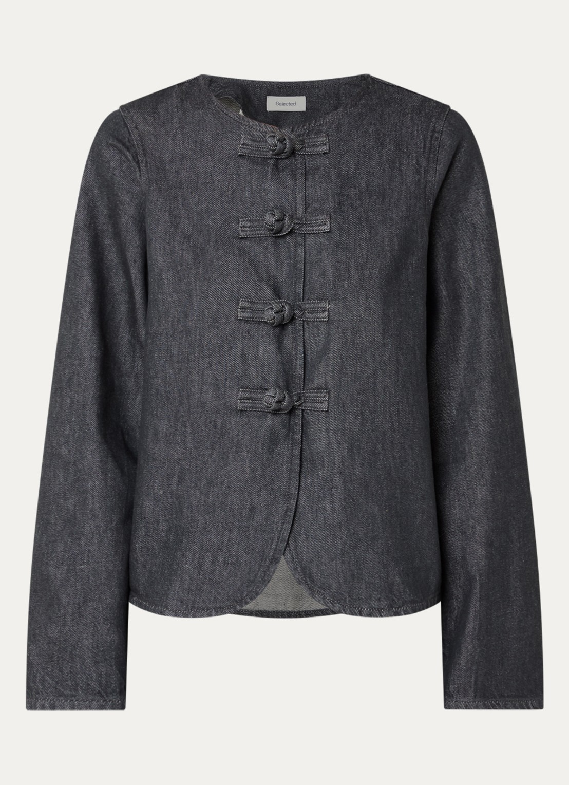 Selected Baria tuniek van denim met ronde hals - voorkant indigo