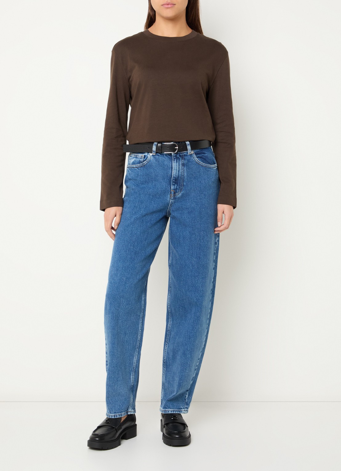 Selected Bea-kori high waist tapered jeans met medium wassing - voorkant 3 jeans