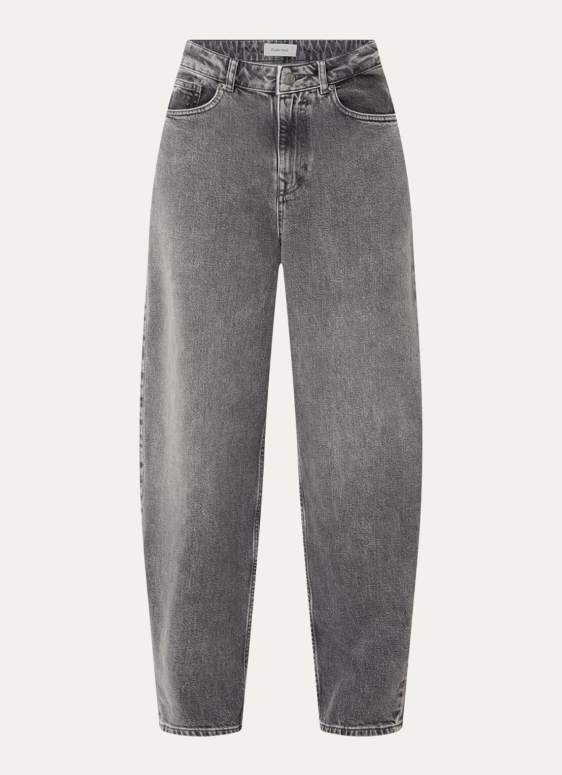 Selected Bea-kori high waist wide fit jeans met gekleurde wassing - voorkant grijs