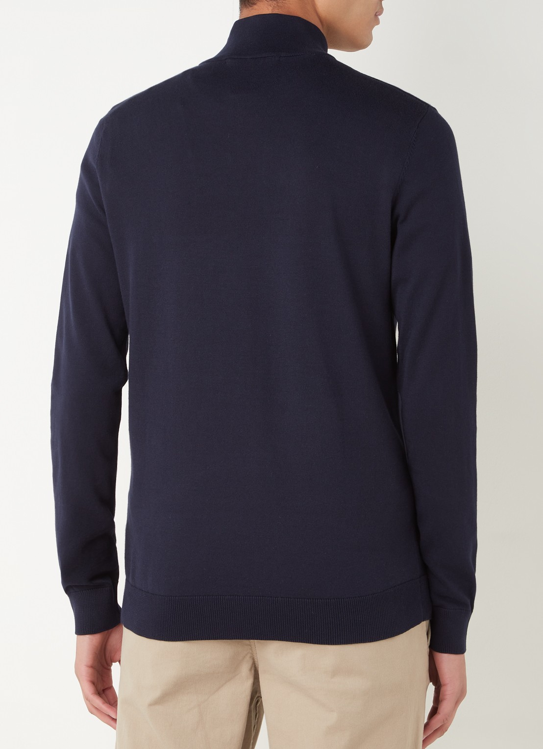 Selected Berg fijngebreide pullover met halve rits - achterkant 3 donkerblauw