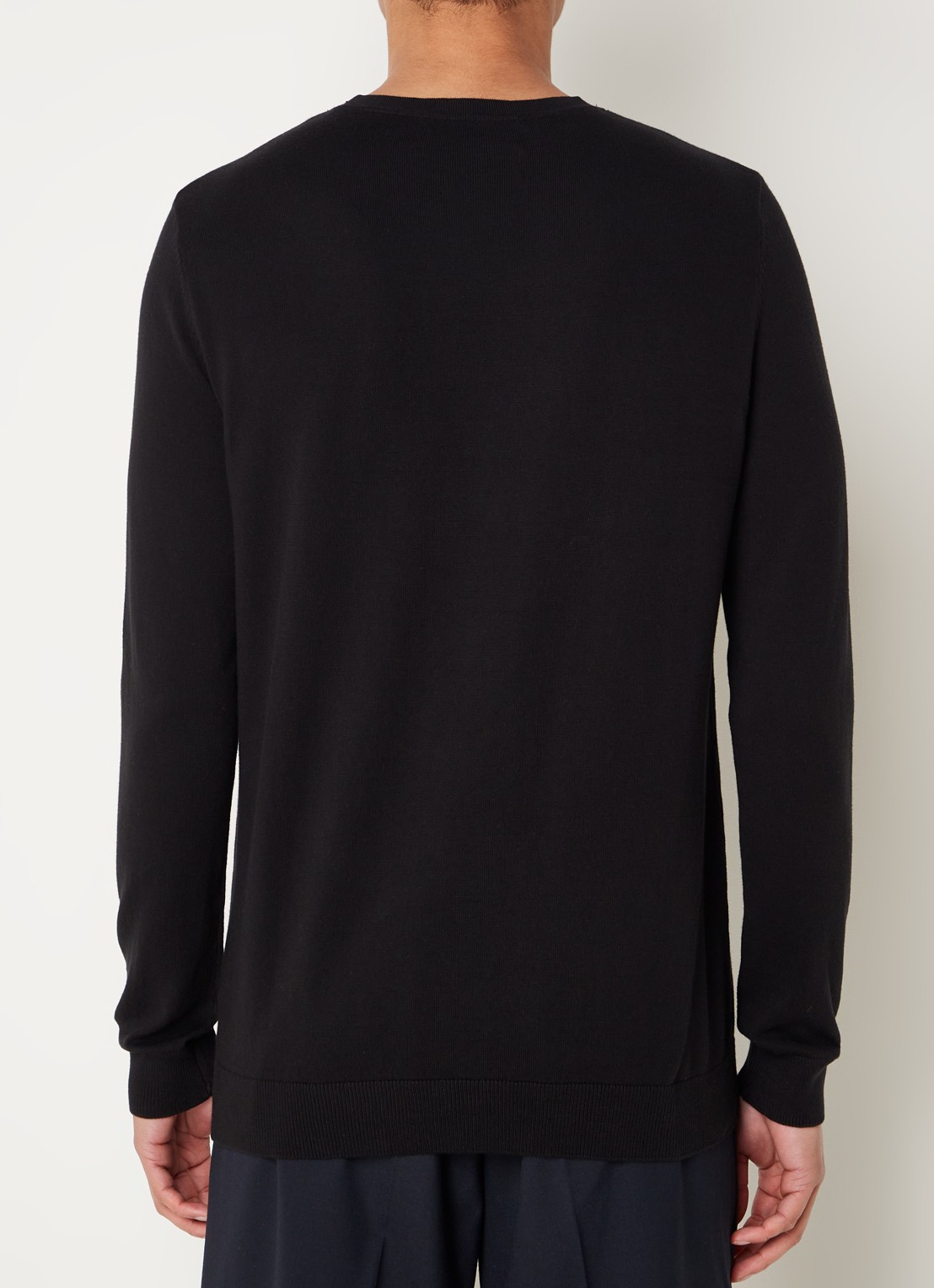 Selected Berg fijngebreide pullover met ronde hals - achterkant zwart
