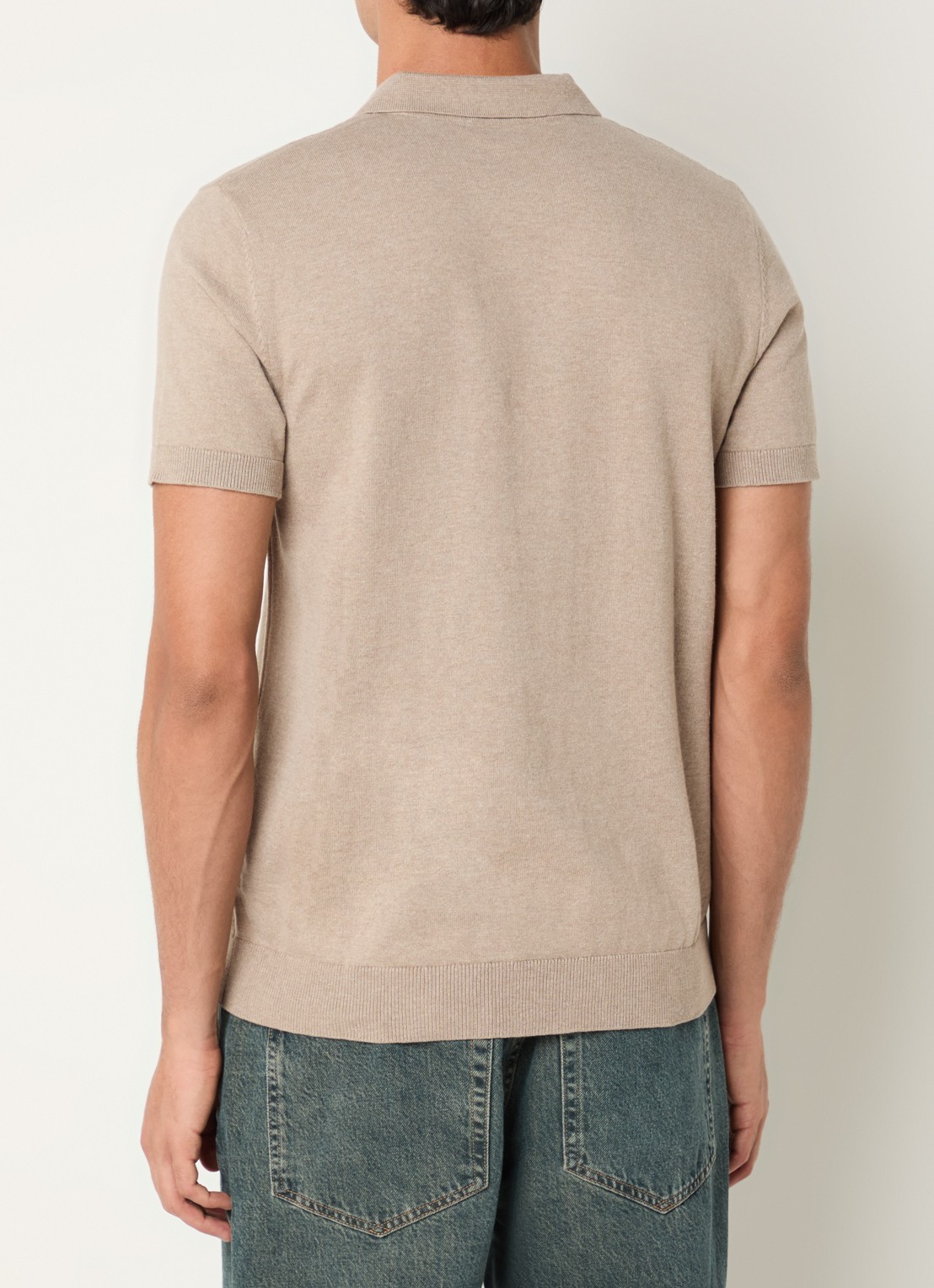 Selected Berg regular fit polo met stretch - achterkant 4 beige