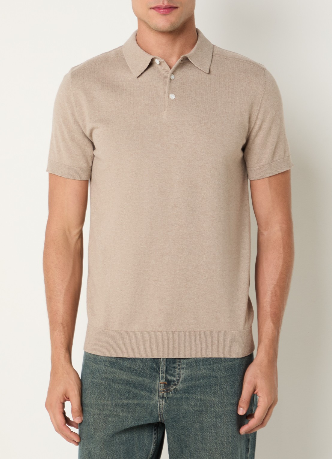 Selected Berg regular fit polo met stretch - detail 3 beige