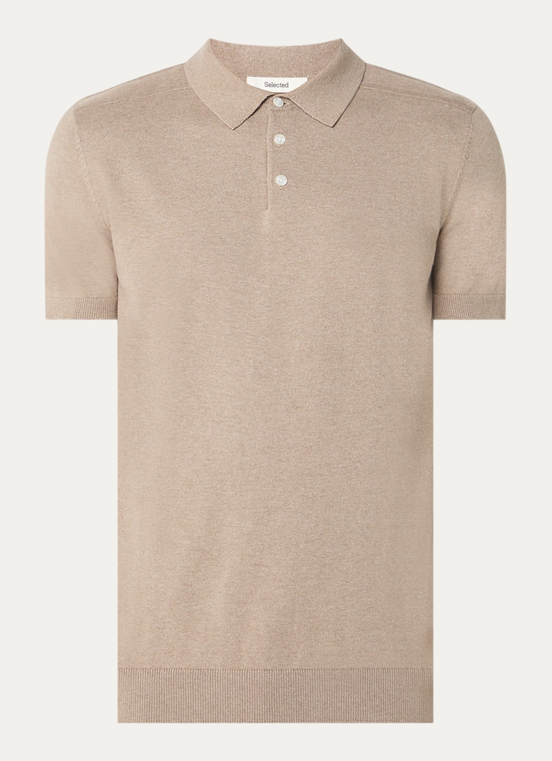 Selected Berg regular fit polo met stretch - voorkant beige