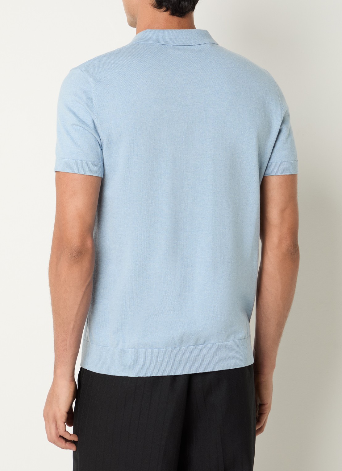 Selected Berg regular fit polo met stretch - achterkant 4 blauwgrijs