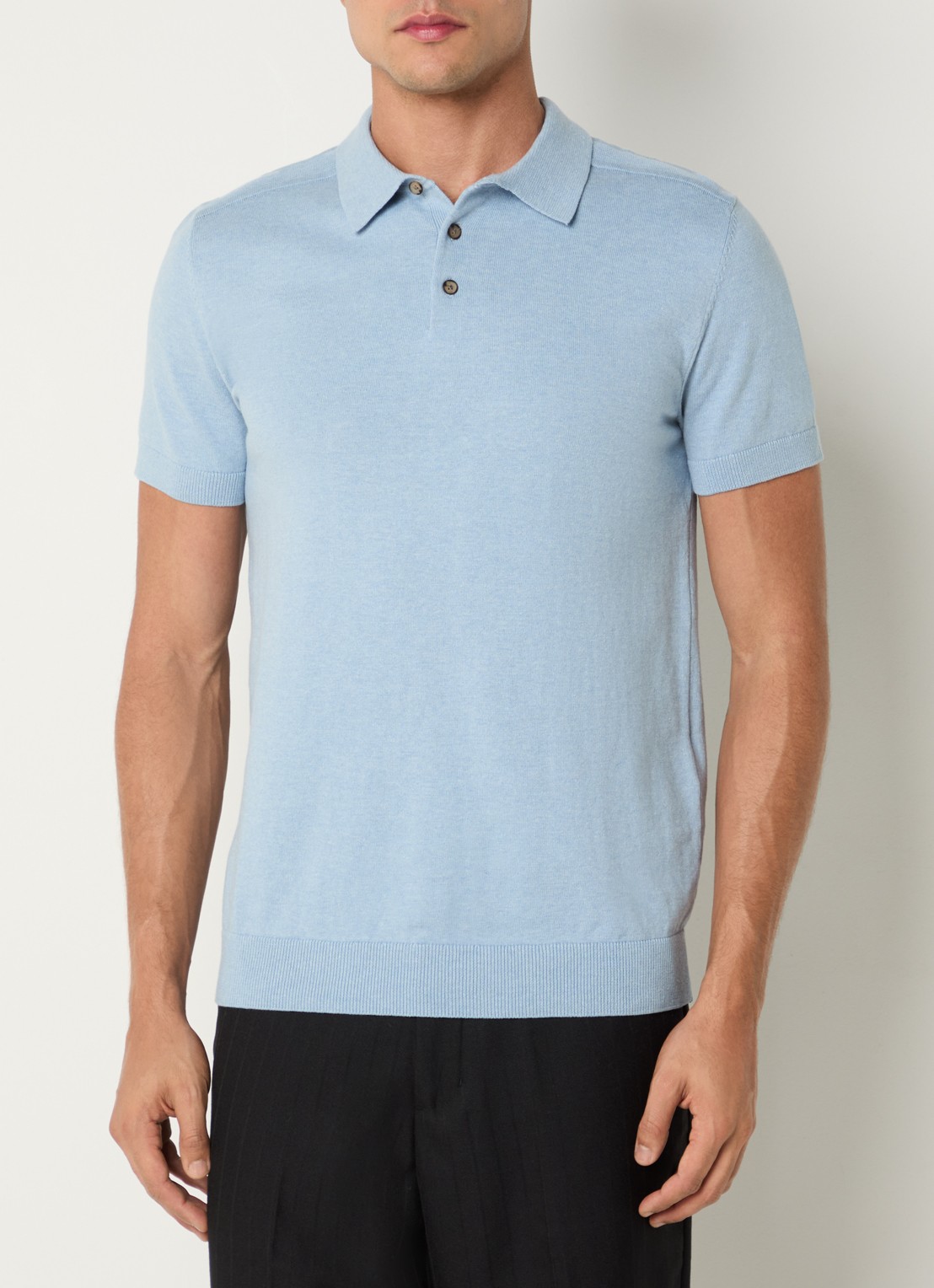 Selected Berg regular fit polo met stretch - detail 3 blauwgrijs