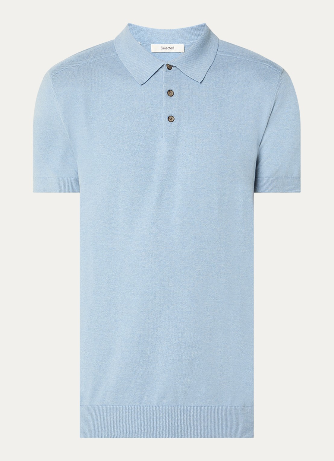 Selected Berg regular fit polo met stretch - voorkant blauwgrijs