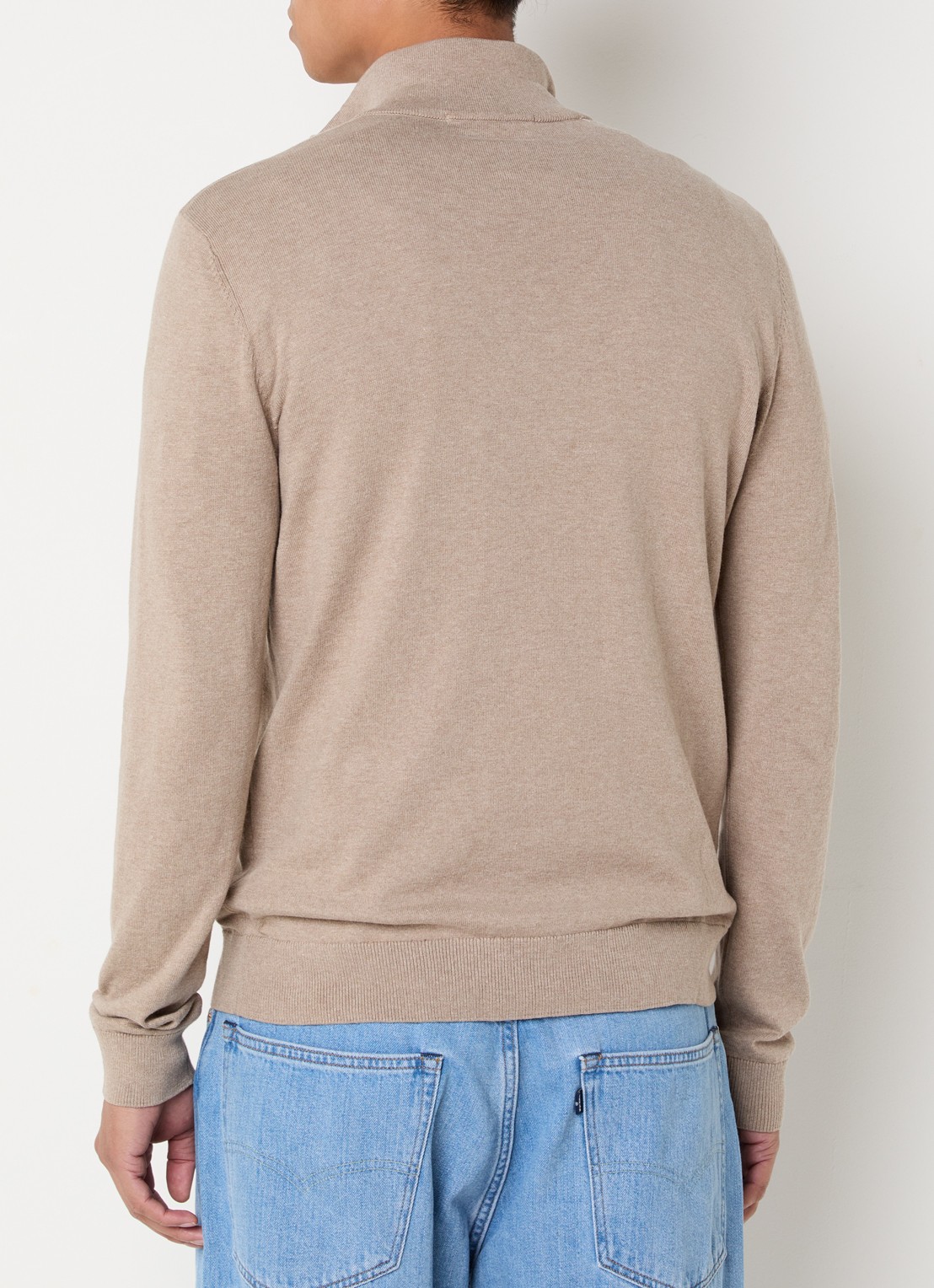 Selected Berg trui met halve rits - achterkant 4 donkerbeige